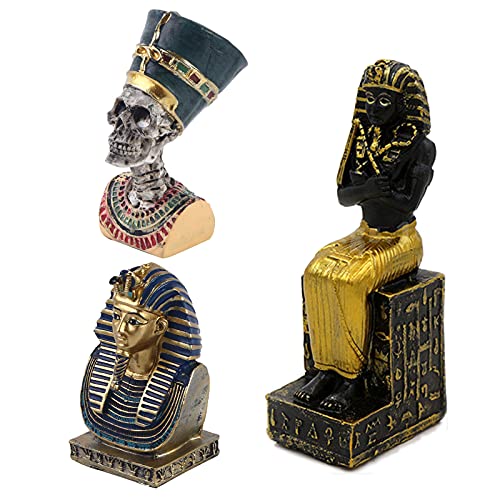 Ancient Egypt Pharaoh Aquarium Fish Tank Decorations Decor (Set of 3) Sphinx Mummy Priest Skull Statue Sculpture Reptile Turtle Lizard Spider Tanks Terrarium Décor Ornament Pet - color: Ancient Egypt B