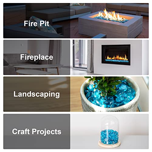 Stanbroil 10-Pound Fire Glass Beads - 1/2 inch Luster Fire Glass Drops for Fireplace Fire Pit | Gas Log Sets | Landscaping | Fish Tank, Caribbean Blue Luster - color: Caribbean Blue