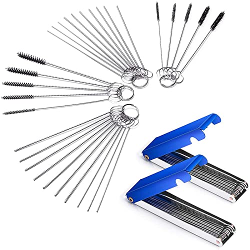 Set of 4 Carburetor Carbon Dirt Jet Remove Cleaner 26 Cleaning Wires Set + 20 Cleaning Needles + 10 Nylon Brushes Tool Kit for Motorcycle ATV Moped Welder Carb Chainsaw Spray Guns Torch Tips - style: 4 SETS