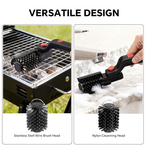 Electric Grill Brush – No Bristle Shedding, High Torque with 3-Speed Modes, 2026 Upgraded Rechargeable & Adjustable-Angle Grill Cleaner, Gifts for Men/Dad