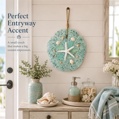 flangairy 3D Starfish Wall Decor, 7.9 Inch Beach Theme Bathroom Wall Hanging Art, Coastal Beachy Seashell Room Bedroom Kitchen Decorations for Home