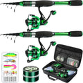 Ghosthorn Fishing Rod and Reel Combo Graphite Telescoping Fishing Pole Portable Travel Kit with Carrier Bag for Freshwater Saltwater - size: 7 ft, style: 2pack Full Kit With Carrier Case