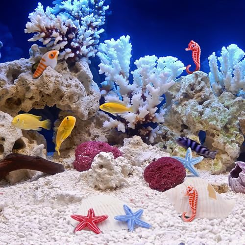 Angoily Fake Seashells 48PCS Mini Resin Sea Animals Figures, Micro Landscape Ornaments, Marine Creatures Decorations for Crafts Aquarium, Terrarium, DIY Beachy Home Decor