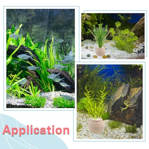 4 Pack Aquatic Plants Fixed Ring Set, Anti-Floating Ceramic Planter for Fixing Water Plants, Aquarium Decoration Fish Tank Accessories Landscaping Ornaments, White - color: White