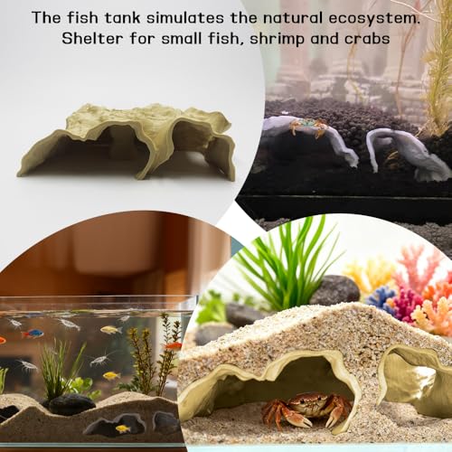 Aquarium Cave Tunnel 3D Printed - Fish Tank Decoration Natural Fish Hideout for Pleco, Shrimp & Corydoras | Sinking Base & Viewing Ports | Substrate-Friendly Decor (6.7" Under Gravel Design) - color: Soil Color