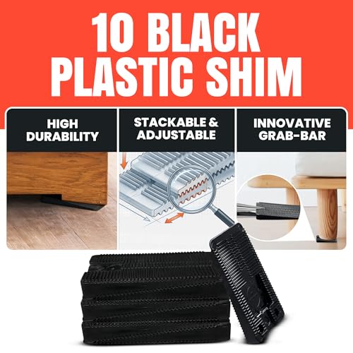 Wobble Wedge - Flexible Plastic Shims - Black - Multi-Purpose Wedges, Standard Size Wedge - 1.92" x 1.11" x 0.25" - size: 10