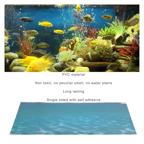Aquarium Background Fish Tank Background Sticker PVC Self Adhesive 3D Sea Pattern Aquarium Poster(61x41cm)