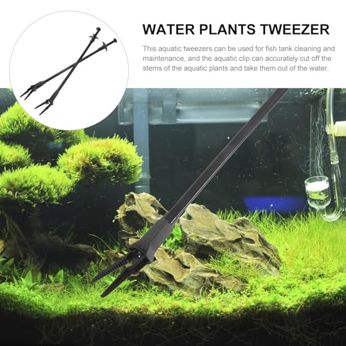 4pcs Long Aquarium Tongs - 20 Inch Plastic Tweezers for Easy Plant Maintenance - Aquarium Grabber Tool for Freshwater and Saltwater Tanks, Fish Feeding 50cm - color: Black