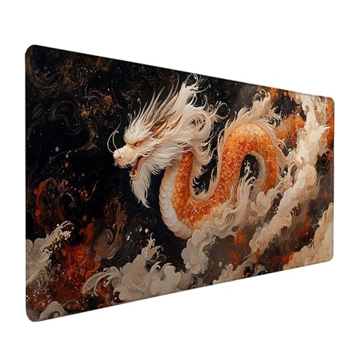 Dragon Mouse Pad, Cloud Extended Large Desk Mat 28x16in, Gaming Mouse Pad with Non-Slip Rubber Base, Stitched Edges Mousepad Waterproof, Computer Desk Accessories, Keyboard Mat, for PC, Gaming 4-4258 - color: Dragon8, size: 28x16in