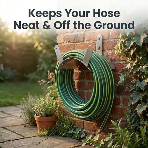 Gardzen 304 Stainless Steel Garden Hose Holder, Heavy Duty Wall Mounted Hanger, Rust-Resistant Outdoor Storage Rack for Backyard, Fence, Garage & Shed