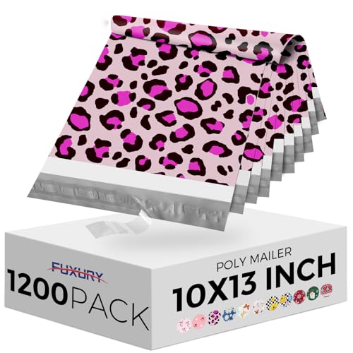 Fuxury Poly Mailers 10x13 Inch 1200pc,Sturdy Shipping Bags for Clothes,Self Adhesive Mailing Shipping Envelopes,Waterproof Mailers Poly Bags,Colorful Packaging Bags for Small Business Pink Leopard - color: Leopard, size: 10x13" 1200pcs