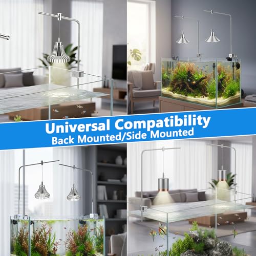 Aquarium Light Riser, 2PCS Aquarium Light Hanging Kit, Adjustable Height Stainless Steel Aquarium Light Stand Holder Bracket for Freshwater & Saltwater Aquariums, 15.74×9.84in (Without Crystal Clip) - style: Without crystal clip