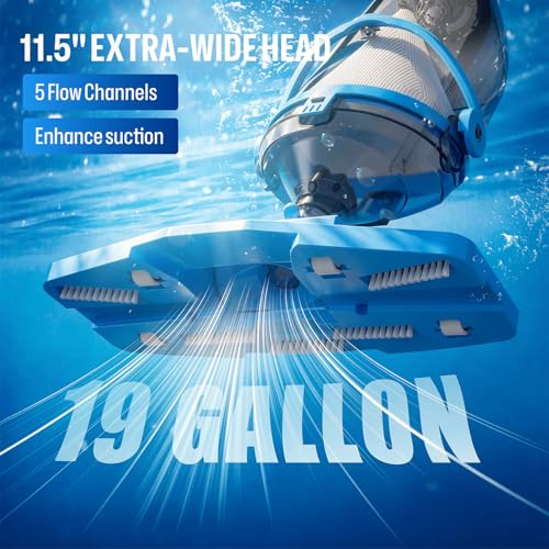 BIELMEIER Handheld Pool Vacuum with Telescopic Pole, Updated Swimming Pool Cleaner 19 GPM Powerful Suction, Cordless Pool Vacuum for Cleaning Above Ground Pools, Inground Pools, Spas, Hot Tubs
