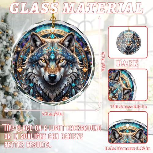 Wolf Stained Glass Ornament, Christmas Ornaments, Christmas Tree Decorations, Wolf Christmas Decoration, Wolf Ornaments for Christmas Tree, Holiday Present Ideas, Gift Exchange - color: Wolf