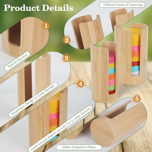 2 PCS Mason Jar Lid Organizer Vertical Mason Jar Lid Storage Bamboo Tumbler Lid Holder Cup Lid Organizer Suitable for Mason Lids/Canning Lids/Bamboo Lids Mason Jar Accessories (Wide+Regular) - size: Wide+Regular