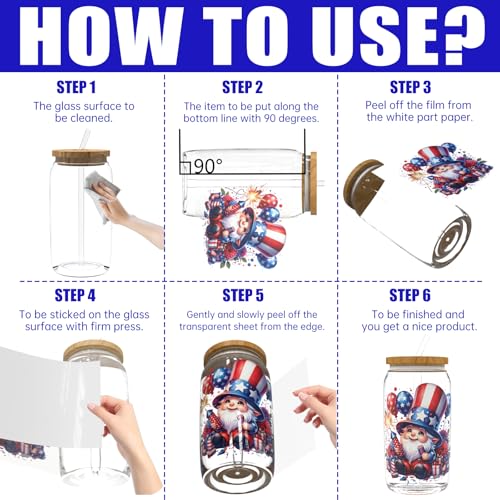 4 PCS American Flag Animals UV DTF Cup Wrap High Viscosity Stickers for Glass Mugs Notebooks Laptops - style: American Flag Animals