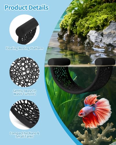 Floating Betta Hammock, Betta Fish Hammock, Floating Rest Platform or Small Aquariums, Nano Tanks, Shrimp, Corydoras, Betta Fish Tank Accessories, Fish Tank Decor, 3D Printed Aquarium Decor (Black) - color: Black