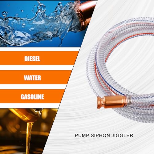 8.2FT 5/8" Heavy Duty Siphon Hose - Gerguirry Self-Priming Jiggler Pump for Boats, ATVs & Tractors Copper Nipple w/Metal Buckle, Fuel Transfer Tube for Gasoline Fuel Gas, 2PCS - size: 5/8"ID x 2Pcs