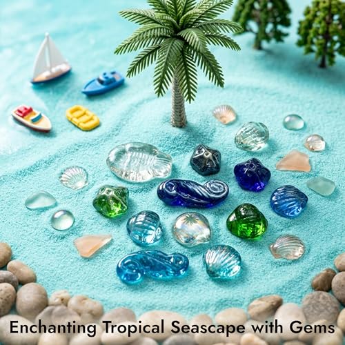 Glass Beads (12pcs) Premium Gemstones Glass Beads for Vases Flat Glass Marbles Decorative Pebbles Mosaic Beads Gems Vase Fillers Floral Stones Aquarium Table Scatter Decor (Shaped Glass Pebbles) - color: Shaped_Mixcolor