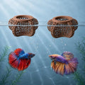 Aquarium Hideout Decor House, Fish Tank Ornament for Small Fish & Shrimp, Floating Cave Decoration for Aquariums(Brown)