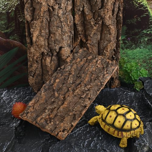 Didiseaon 3 Pcs Cork Bark Terrarium Background Decor, Reptile Tank Climbing Mat Wall Backdrop, Aquarium Fish Ornament for Lizard Gecko Snake Turtle 7.87X4.13X0.59In