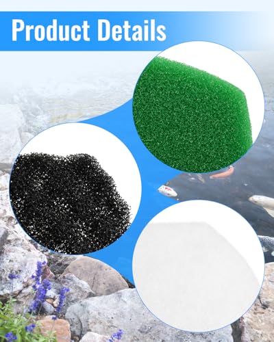 Pond Filter Maintenance Kit Replacement Fit for Aquagarden Inpond 5 in 1600 & 6 in 1900 Gallon Pump Filter Foam Sponge and Polymer Wool Pads