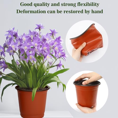 Nursery Pots 100 PCS 6 Inch Plant Pots with 100 Labels, Planting Pot for Plants Indoor Outdoor, Plastic Flower Pot for Seedlings Transplanting Small Plants Growing - size: 6 inch