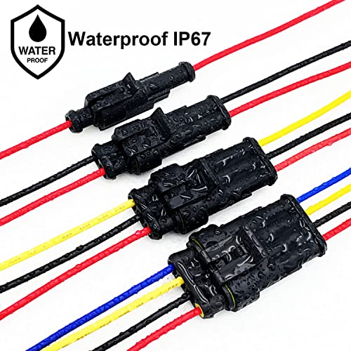 18 AWG 4 Pin Connector Waterproof Wire Connectors 4 Pin Automotive Electrical Connectors Quick Disconnect 4 Wire Connectors with 18 Gauge Wire (10 Kits) - color: 4 pin 10 sets, size: 18 AWG