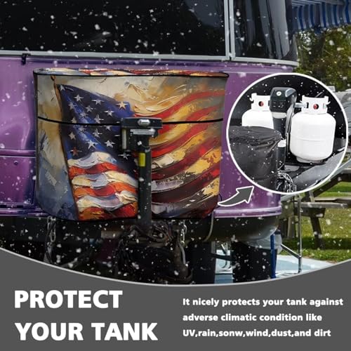 American FlagRV Propane Tank Cover for Travel Trailer Dustproof Propane Tank Cover Double 20lb Camper Propane Tank Cover Weather Resistant Gas Cylinder Cover - color: American Flag, size: Small-Double 20LB