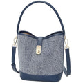 FOXLOVER Coated Canvas Bucket Crossbody Bags for Women Top-Handle Handbags Small Satchel Purse Trendy Twist Lock - color: Blue