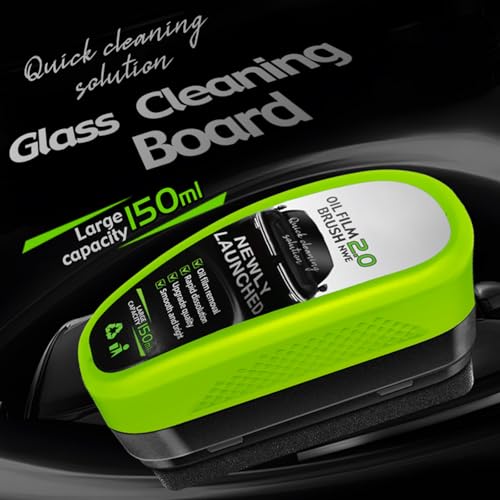 2PCS Automotive Oil Film Cleaning Brush, 2026 Upgrade 2.0 Oil Film Remover Improves Clarity and Visibility for Car Windows, 150ml Universal Windshield Cleaning Brush for All Glass Surfaces