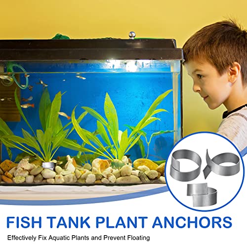 15 Pcs Aquarium Plant Over Weight Anchor 5 Inch Can Cut Metal Strips 250g Plant Weights Anchors for Fish Tank Reinforced Weight Prevents Floating