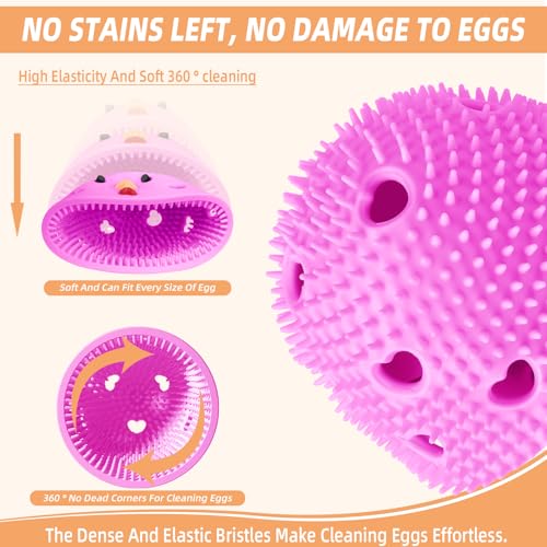 Silicone Egg Brush Cleaner, Egg Washer for Fresh Eggs, Egg Cleaner for Fresh Eggs, Egg Scrubber for Fresh Eggs, Reusable Cleaning Tools for Egg Washer (Pink) - color: Pink
