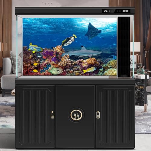 Under The Sea Aquarium Background Sea Turtle Shark Tropical Fish Terrarium Background Deep Blue Sea with Sunbeams Fish Tank Backdrop Colorful Coral Reef Fish Group Ocean Backgrounds 24x12in - color: Dark Blue, size: 24(W)x12(H)in