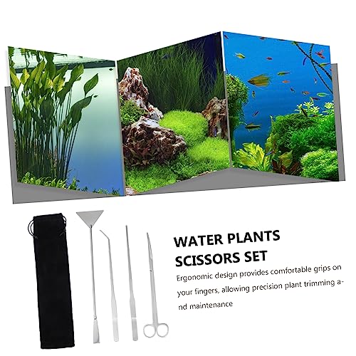 POPETPOP 1set Aquarium Scissors and Tweezers Tool Aquascaping Fish Tank Maintenance Water Plant Care Kit Easy to Use and Resistant