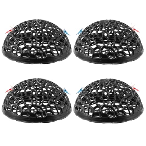 2 Pack Aquarium Shrimp Hide Cave, Porous Shrimp Hideout Shelter for Breeding & Molting, Detachable Tunnel Ornament for Fish Tank, Shrimp & Small Fish (Black - 4pcs) - color: Black - 4pcs