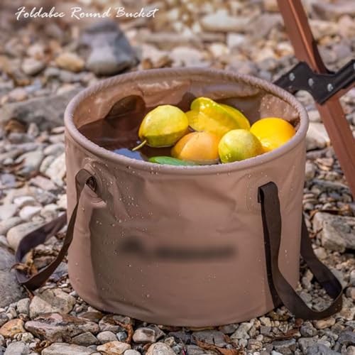 Water Container Foldable Bucket Camping Water Storage Container,Portable Foldable Sink Water Sink for Travel Hiking Fishing Boating Gardening Water Storage Tank for Hiking - color: Bruin
