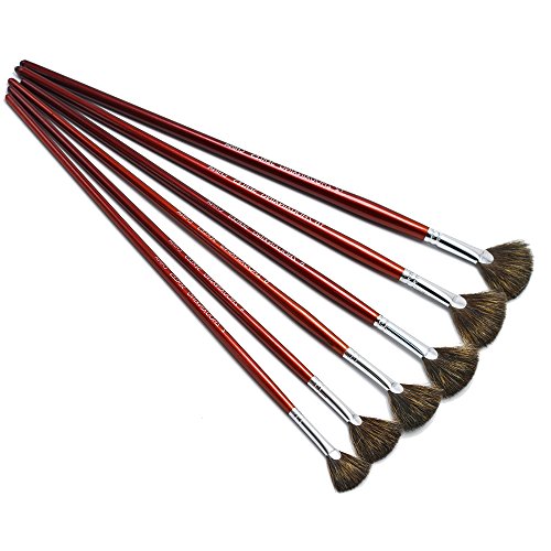 high-Grade Mink 6 pcs/Set Fish Tail Fan Shape Watercolor Gouache Acrylic Painting Pen Artist Oil Painting Brushes Art Supplies