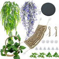 8PCS Bearded Dragon Hammock Reptile Basking Platform Rock Reptile Artificial Plants Leaves & Vines Lizard Habitat Decor Terrarium Tank Accessories for Hiding & Climbing Snake Gecko Bird Chameleon