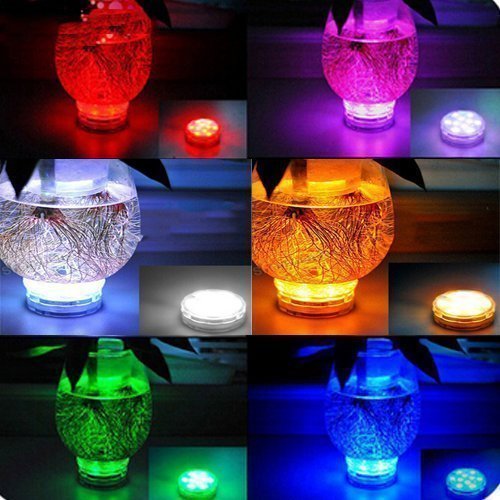 Qoolife Submersible LED Lights Remote Control, RGB Multi Color Changing Waterproof Light for Pool, Vase Base, Spa, Aquarium, Pond, Hot Tub, Decoration, Party, 2-Pack - size: 2 Pack