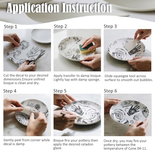 SUPERDANT 4PCS Divination Underglaze Paper Transfer Skull Witchcraft Transfer Paper for Clay Ceramic Porcelain Under Glaze Transfers for Pottery Enamel Decals Black Underglaze Decal Papers - style: Divinatory Elements