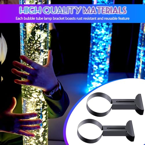4 Pcs Sensory Bubble Tube Wall Bracket Extending 11 cm Diameter Wall Mounted Bubble Light Holder Water Floor Lamp Holder to Prevent Spillages and Keep Fish Aquarium Tank Stand Safe (Black) - color: Black