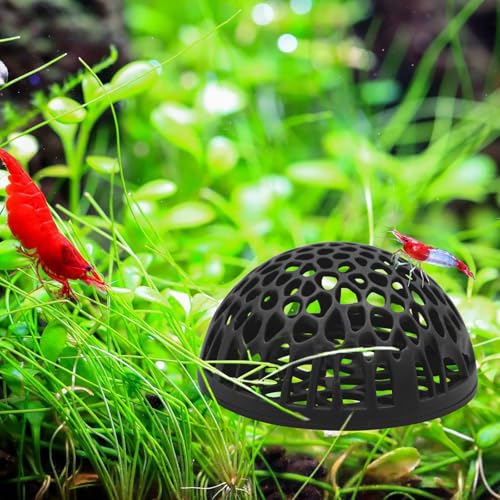 2-Pack Black Shrimp Hideouts – Hollow Half-Sphere Aquarium Caves for Shrimp, Betta Fish & Nano Tanks | Decorative Shelter for Breeding and Molting - color: Black