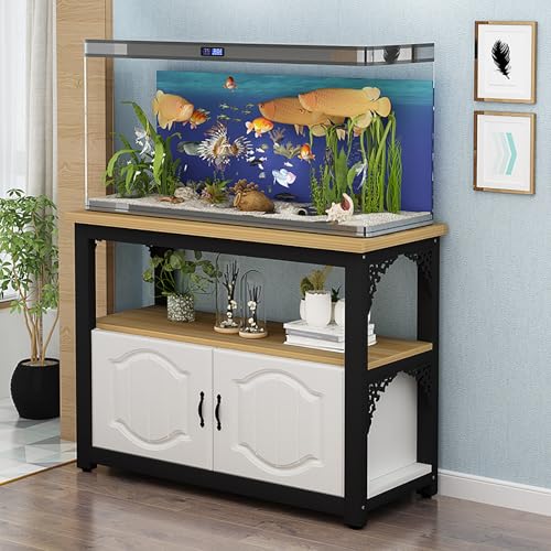 Ornate Aquarium Stand with Storage - Heavy-Duty Fish Tank Base for 30-65 Gallon Tanks, Open Shelf for Decor, Pet Supplies Organizer(Walnut,50x30x70cm/20x12x27.5") - color: Walnut, size: 50x30x70cm/20x12x27.5"
