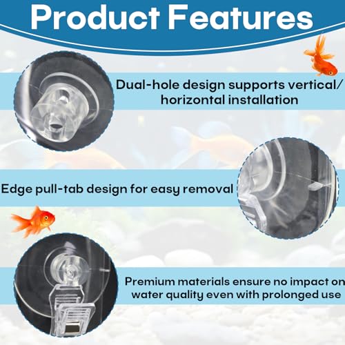 12 Pcs Aquarium Suction Cup Clips Set - Transparent Small Suction Cups with Clips, Multi-Functional Aquarium Plant Holder and Veggie Seaweed Plant Suction Cup Clip