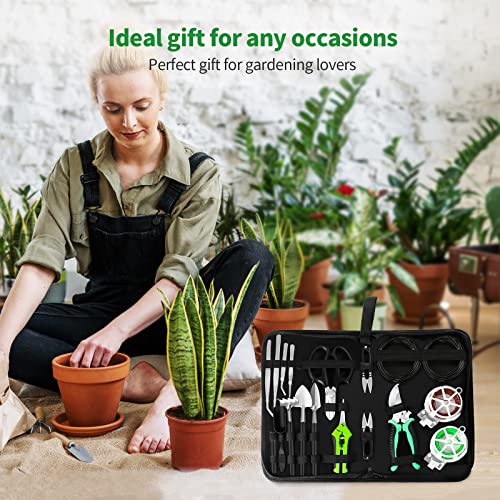 Bonsai Tree Kit, 20 Pcs Gardening Succulent Tools Set, Bonsai Tool Kit Include 262 Feet Bonsai Wire, 29.5"x29.5" Plant Repotting Mat, Bonsai Scissors, Pruning Shears, Unique Gift for Indoor Gardening - style: Green