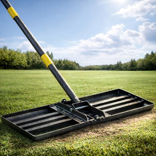 Lawn Leveling Rake - Heavy Duty 30" x 10" Lawn Leveler,Anti-Flip Edge, Adjustable 6FT Handle, Folding Plate for Yard, Soil, Sand, Topsoil,Gravel - Garden Ground Top Dressing,Landscaping tool - style: 6FT