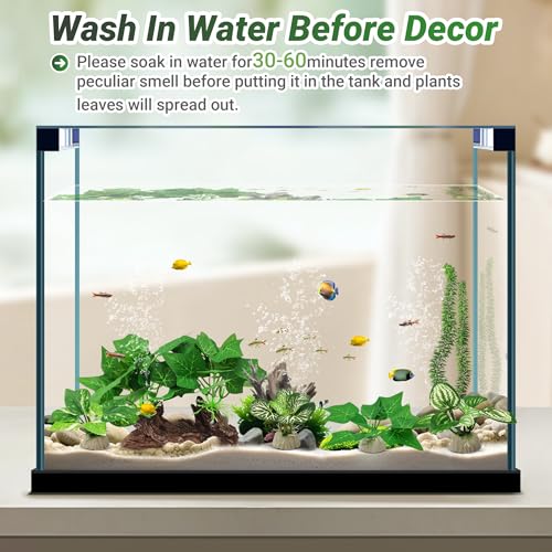 GOZILLA Silk Fish Tank Plants,Reptile Artificial Plant,Reptile Plants for Terrarium,Aquarium Decorations Accessories Set,Resin Driftwood Artificial Silk Aquarium Plant for Fish Tank.(5PCS/C-Set) - color: 5pcs/C-set