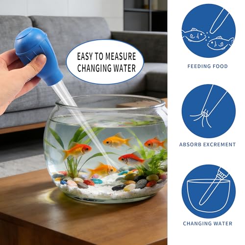 Aquarium Siphon Water Changer - Blue & Black Gravel Vacuum Cleaner Tool Kit for Fish Tanks