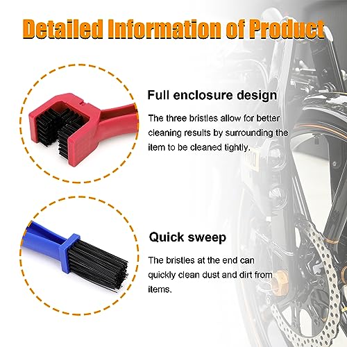 Ziciner 2 PCS Bike or Motorcycle Chain Washer, Motorcycle Chain Gear Dirt Clean Brushes, Universal Bicycle Chain Cleaning Brush Tool for Mountain Bike Heavy Duty Motorcycle (1 Red+ 1 Blue) - color: 1 Red+1 Blue